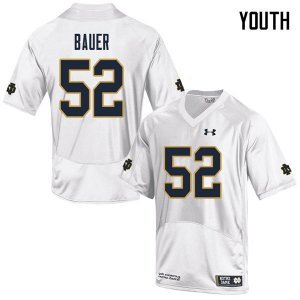 Notre Dame Fighting Irish Youth Bo Bauer #52 White Under Armour Authentic Stitched College NCAA Football Jersey QWS6399WD